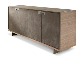 CARTESIANO - Low wooden office storage unit upholstered in leather by i 4 Mariani - view 3